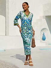 Недорогие Платья в богемном стиле-облегающее трикотажное платье «Страна чудес»