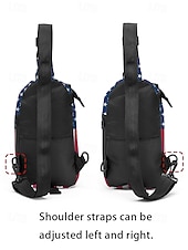  Pánský polyesterový náprsní batoh s velkou kapacitou a nastavitelným popruhem s vlajkou USA pro 250. výročí USA, Den nezávislosti, běžné nošení a outdoorové sporty