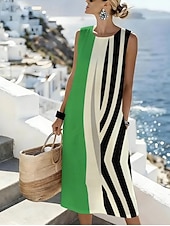 economico Abiti a Strisce e Geometrici-Per donna Abito Midi Abito a Tubino Vestito Estivo Abito a trapezio Vacanza Casual Boho Spiaggia Uscire Vestibilità comoda Grafico Geometrico Senza Maniche Girocollo Nero Rosa Verde Grigio chiaro