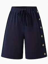 cheap Bermuda Shorts-Women's Bermuda shorts Shorts Summer Shorts Burmuda Shorts Vacation Fashion Casual Daily Knee Length Mid Waist Solid Color Plain Drawstring Elastic Waist Comfort Quick Dry Soft Inelastic Streetwear