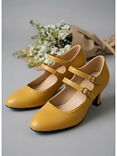 ieftine Victorian și Edwardian-Pantofi cu toc Mary Jane verzi, în stil victorian vintage pentru femei - pantofi eleganți cu toc dublu și barete mici &amp;detalii brogue pentru petreceri cu ceai, evenimente retro &amp;ocazii formale