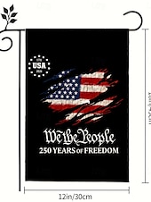  Conjunto de 2 bandeiras dos EUA comemorativas do 250º aniversário, bandeiras patrióticas de jardim dupla face com a Estátua da Liberdade, decorações para o 4 de julho para a celebração dos 250 anos dos EUA, produtos comemorativos dos 250 anos dos EUA, 177
