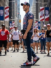  herrsneakers med patriotiska USA-flaggor – lätta, andningsbara snörskor för självständighetsdagen, parader och promenader utomhus &vardagskläder