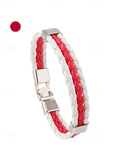 economico Accessori-Bracciale da uomo intrecciato in similpelle, disponibile in diversi colori, ispirato alla bandiera americana, ideale per partite di calcio, tifosi, tifosi di football, per lo spirito di squadra e per un look casual da giorno di partita.