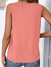 abordables Tanque Sencillo-Mujer Camiseta sin mangas Camisa sin mangas Camiseta superior Retazos Plano Moda Clásico Casual Sin Mangas Escote en Pico Tops regulares Diario Noche Fin de semana Blanco Rosa Rojo Morado Verano