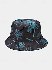 abordables Chapeaux pour hommes-Bob réversible pour homme en polyester, chapeau de soleil à imprimé palmiers multicolores, casquette de pêcheur tropicale décontractée idéale au quotidien, en voyage, en vacances et en séjour balnéaire.