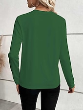 preiswerte Einfarbiges T-Shirt-Damen T Shirt T-Shirt Knöpfe Einfach Mode Stilvoll Klassisch Kurzarm Rundhalsausschnitt Normale Oberteile Täglich Ausgehen Wochenende Blau Schwarz Weiß Rote Grün Sommer Frühling Herbst