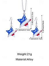 ieftine Accesorii-Set colier și cercei din aliaj pentru femei, modele cu inimioare și stele în mai multe stiluri, bijuterii patriotice, perfecte pentru aniversarea a 250 de ani de la SUA, Ziua Independenței și ținute casual de zi cu zi.