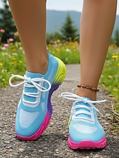 preiswerte Damen-Sneaker-Hellblaue Strick-Sneaker für Damen – leichte, atmungsaktive Schuhe zum Spazierengehen, für Outdoor-Aktivitäten, Fitnesstraining und den Alltag