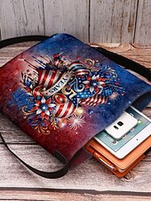  Damen-Umhängetasche aus beflocktem Polyester mit verstellbarem Riemen, patriotisches Design zum 250. Jahrestag und Unabhängigkeitstag, perfekt für den Alltag und amerikanische Feierlichkeiten