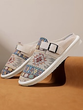 cheap Men-Men's White Canvas Slip-On Loafers with Adjustable Strap, Breathable and Lightweight, Best for Beach Vacation, Travel and Casual Outings