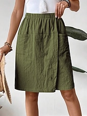 Χαμηλού Κόστους Κάτω-Γυναικεία Λινό από ψεύτικο βαμβάκι Σορτσάκια Καλοκαιρινό σορτς Διακοπές Μοντέρνα Κομψό στυλ street Μήκος γόνατος Ψηλή Μέση Σκέτο Κορδόνι Τσέπη Ελαστική μέση Άνεση Ικανότητα να αναπνέει Άνετο