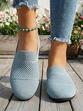 halpa Naisten matalakantaiset kengät-naisten vaaleansiniset hengittävät neulotut slip-on-kengät, kevyet vapaa-ajan kengät työhön, matkoille, shoppailuun &amp;arjen mukavuus