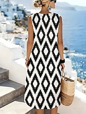 economico Abiti a Strisce e Geometrici-Per donna Abito Midi Abito a Tubino Vestito Estivo Abito a trapezio Vacanza Casual Boho Spiaggia Uscire Vestibilità comoda Grafico Geometrico Senza Maniche Girocollo Nero Rosa Verde Grigio chiaro