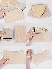 Недорогие Женские шляпы-Женская складная солнцезащитная шляпа в стиле бохо с чехлом для хранения, портативная пляжная шляпа из полиэстера с широкими полями, различных цветов, для повседневной носки, путешествий, отдыха и курортного отдыха.