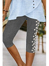 tanie -Damskie Spodnie capri Typu Chino Getry Urlop Zabytkowe Moda miejska Długość do łydki Wysoka talia Kwiaty Graficzny Drukowanie Komfort Miękka Wygodny Elastyczny Codzienny Na zewnątrz Urlop Niebieski