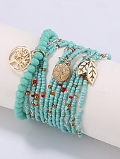 cheap Vacation Accessories-Women's Bohemian Tree of Life Beaded Bracelet – Alloy &amp; Multi-Colored Beads, Perfect for Casual Wear &amp; Beach Vacation Style
