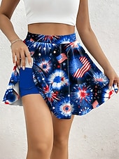  Per donna Gonna da vacanza Elegante Moda Abbigliamento da Spiaggia Casual Sopra il ginocchio Vita Alta Gonne Grafico Stampato Elasticizzato Quotidiano Spiaggia Blu Rosso Blu scuro Estate