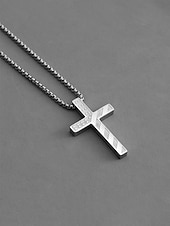 economico Accessori-Collana da uomo con ciondolo a croce in acciaio inossidabile, gioielli religiosi multicolore, catena cristiana minimalista per il 250° anniversario degli Stati Uniti, il giorno dell'indipendenza, abbigliamento casual, viaggi e vacanze.