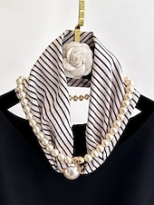 preiswerte Urlaubszubehör-Magnetische Schal-Halskette aus Polyester und Kunstperlen für Damen, modisches, mehrfarbiges Design, geeignet für Alltag, Reisen und Urlaub