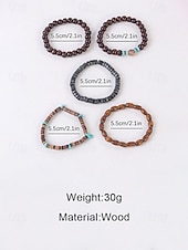 olcso Nyaralási kiegészítők-Férfi bohém, egymásra rakható fagyöngyös karkötő szett, többrétegű törzsi etikai csuklópánt türkiz díszítéssel, kézzel készített tengerparti nyaraláshoz és mindennapi használatra szánt ékszer férfiaknak