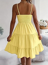 cheap Plain Dress-Women's Knee Length Dress Sundress Casual Dress Slip Dress Elegant Fashion Modern Outdoor Vacation Going out Regular Fit Plain Sleeveless Straps Black Yellow Pink Purple Summer Spring