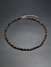 levne Dovolená příslušenství-Pánský náhrdelník s přírodními kameny v bohémském stylu, vícebarevný, ideální pro každodenní nošení i dovolenou u moře