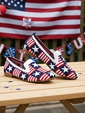 abordables Zapatos de mujer-Mocasines para mujer conmemorativos del 250.º aniversario de EE. UU.: zapatos planos sin cordones con estrellas y rayas patrióticas para celebraciones del Día de la Independencia de 2026, picnics al aire libre y desfiles festivos.