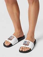  Patriotische Herren-Sandalen – leichte Strandpantoffeln mit amerikanischer Flagge und vom Jahr 1776 inspiriertem Design für Urlaub, Pool, Resort und sommerliche Freizeitkleidung