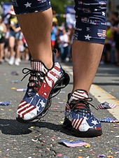  herrsneakers med patriotiska USA-flaggor – lätta, andningsbara snörskor för självständighetsdagen, parader och promenader utomhus &vardagskläder
