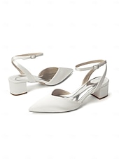 お買い得  花嫁-Women's Simple White Chunky Heel Sandals - Elegant Bridal Shoes for Garden Weddings