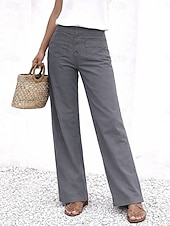 ieftine pantaloni cu picior drept-Pentru femei chinez Drept Elegant Vacanță Modă Lungime totală Talie Înaltă Simplu Confortabil Confort Απαλό Micro-elastic Zilnic În aer liber Stradă Albastru piscină Bleumarin Alb Verde Militar Var