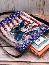  Dameveske i polyester med justerbar stropp, dristig ørn- og amerikansk flaggtrykk, perfekt for USAs 250-årsjubileum, uavhengighetsdagen og hverdagsbruk