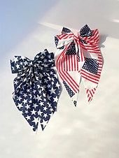 Недорогие Аксессуары-Женский патриотический бант из полиэстера, большая заколка-бант для волос с принтом флага США в разных узорах, посвященная 250-летию США, Дню независимости, повседневной носке, путешествиям и отдыху.