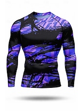 baratos Camisetas e Regatas de Corrida-Homens Abstrato Camisetas Compressão Camiseta de Corrida Primavera Outono Inverno Impressão 3D Manga Longa Secagem Rápida Compressão Power Flex Pavio Humido Respirável Treino de Ginástica Treinamento
