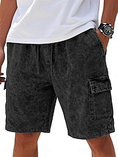 economico Pantaloncini casual-Shorts SoftFade™ da uomo pantaloni cargo pantaloni corti casual pantaloni corti lavati in acido con cordino vita elastica multi tasche comfort semplice traspirante lunghezza ginocchio streetwear