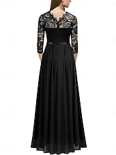 preiswerte abendkleider-Damen Maxikleid Partykleid Cocktailkleid Elegant Mode Modern Abendgesellschaft Party Hochzeit Normale Passform Einfach Dreiviertelarm Rundhalsausschnitt Schwarz Wein Grün Dunkelblau Sommer Frühling