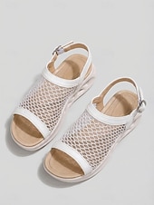 economico Sandali Sportivi-sandali sportivi bianchi da donna – sandali estivi comodi in rete traspirante, adatti per passeggiate all'aperto, casual, giardino &amp;scarpe da viaggio