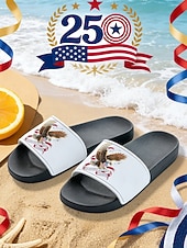  Мужские синие патриотические сандалии-шлепанцы – легкие пляжные тапочки с изображением орла и американского флага, а также цифрой «250» для отдыха, бассейна, курорта и летней повседневной носки.