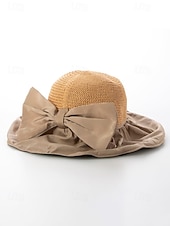 Недорогие Женские шляпы-Женская складная солнцезащитная шляпа в стиле бохо с чехлом для хранения, портативная пляжная шляпа из полиэстера с широкими полями, различных цветов, для повседневной носки, путешествий, отдыха и курортного отдыха.