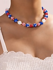  Патриотический женский набор украшений из смоляных бусин: ожерелье и браслет, посвященный 250-летию США, Дню независимости, для повседневной носки и путешествий.