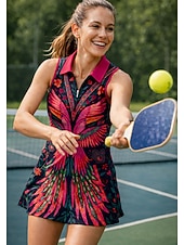 levne Dámské šaty-Dámské Cikánský Sportovní šaty Tenisové polo šaty Bez rukávů Čtvrtletní zip Elastický Ter Emen Prodyšné Volejbal Tenis Golf Přehnutý Šaty Růžová Oblečení na tenis