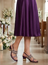 economico Madre della Sposa/Sposo-sandali da donna con tacco basso decorati blu - eleganti scarpe da mamma per matrimoni in chiesa, occasioni formali