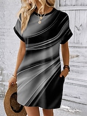 cheap Art&amp;Design Dress-Women's Mini Dress Shift Dress T Shirt Dress Tee Dress Summer Dress Casual Daily Holiday Date Regular Fit Ombre Graphic Abstract Short Sleeve Crew Neck Blue Red Green Gray Summer Spring