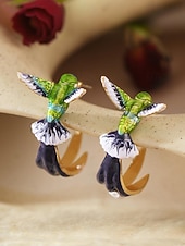 halpa Naisten korvakoru-naisten kolibri-korvakorut, metalliseosmateriaali, boho-tyyli, värikäs emalikuvio, kevyet ja ainutlaatuiset, täydelliset lomalle, matkoille ja rentoon arkikäyttöön