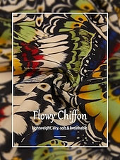 levne košile, topy a halenky-splývavý šifonový top s motýly v džungli