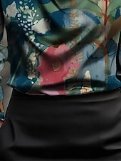  Mulheres Camisa Social Imprimir Com Pregas Floral Gráfico Elegante à moda Casual Manga Longa Gola Boba Tops regulares Diário Trabalho Feriado Verde Primavera Outono