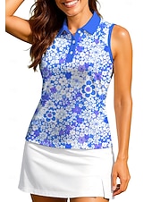 economico Camicia Donna-Per donna Floreale Top Maglietta sportiva Polo da golf Maglia da tennis Senza Maniche Cerniera Floreale UPF50+ Resistente ai Raggi UV Alta elasticità Traspirante Pallavolo Tennis Golf Collo ripiegato