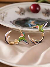 halpa Naisten korvakoru-naisten kolibri-korvakorut, metalliseosmateriaali, boho-tyyli, värikäs emalikuvio, kevyet ja ainutlaatuiset, täydelliset lomalle, matkoille ja rentoon arkikäyttöön