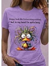  женская футболка забавная юмористическая цитата принт графический животный буква стильная классическая повседневная короткий рукав круглый вырез стандартный топ повседневная по выходным светло-бежевая